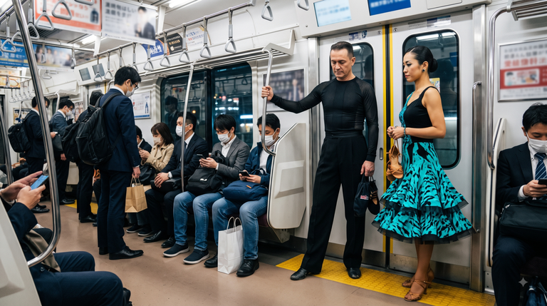 電車に乗ったら二度見確定！？社交ダンスの「異常な服装」?